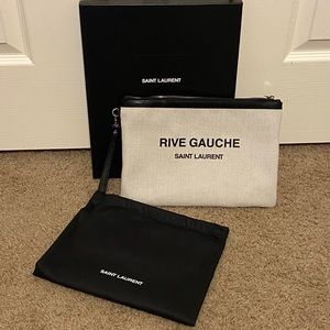 Auth SAINT LAURENT Rive Gauche Wristlet / Pouch
